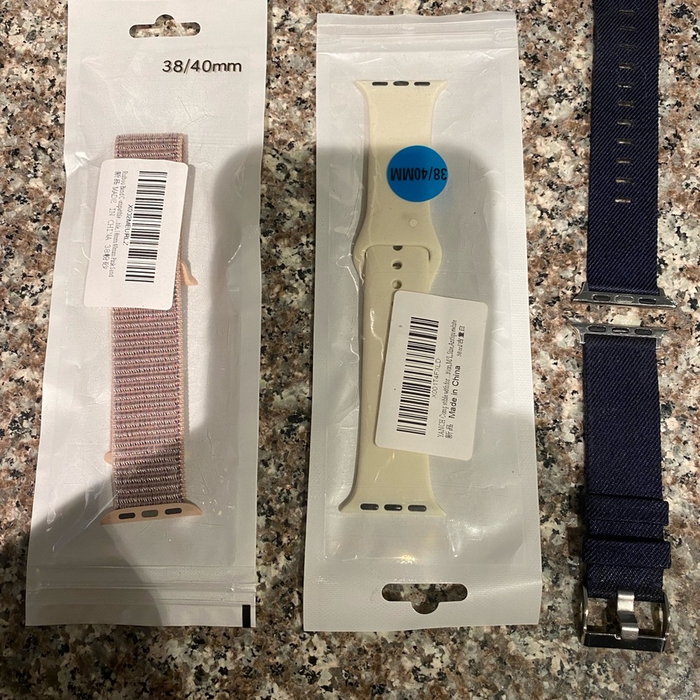 3 Apple Watch Bands- 1 neoprene and 2 cloth price is for all 3